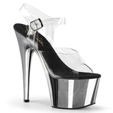7 Inch Heel ADORE-708 Clear Chrome Silver